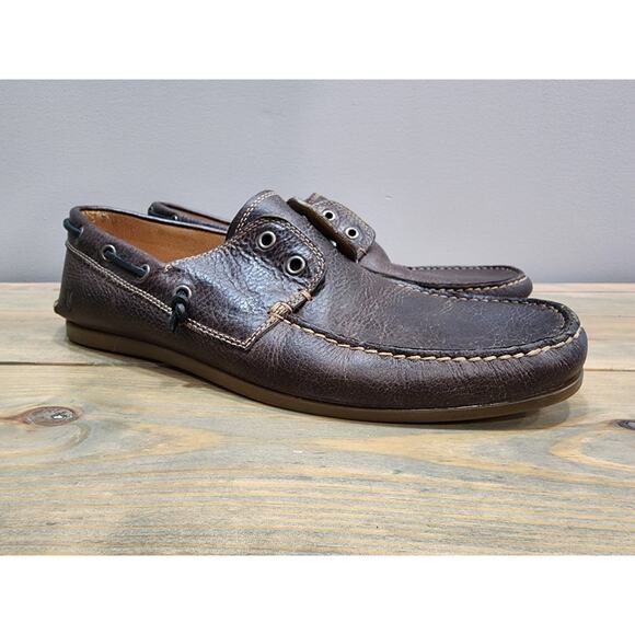 JOHN VARVATOS STAR USA Pebble Leather Boat Shoes Men's 11.5 - Picture 1 of 9